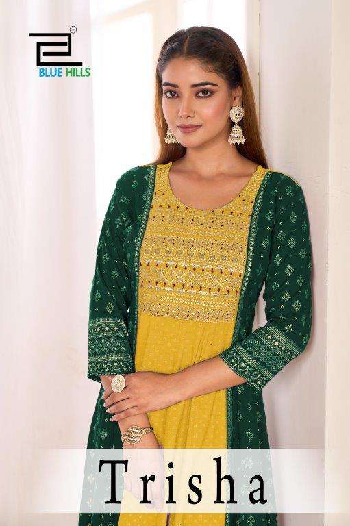 BLUE HILLS TRISHA 1001 TO 1004 SERIES PURE RAYON EMBROIDERY KURTIS-00099