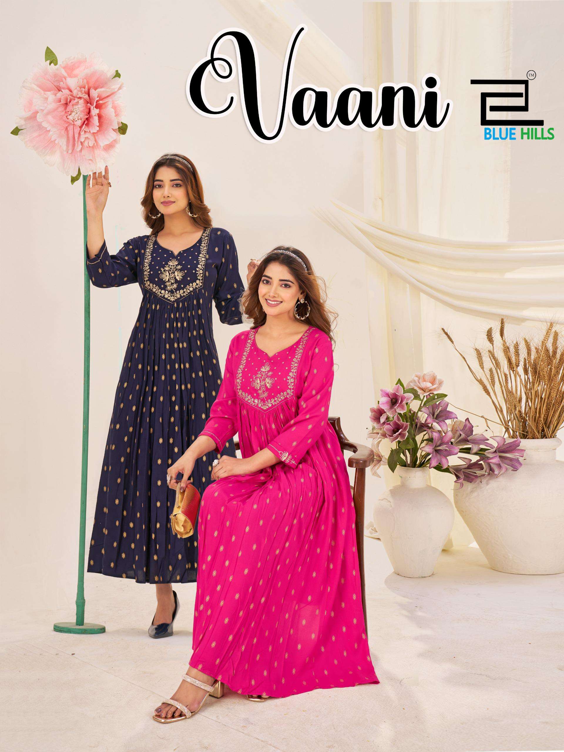 BLUE HILLS VAANI 1001 TO 1004 SERIES PURE RAYON EMBROIDERY PRINTED KURTIS-00099
