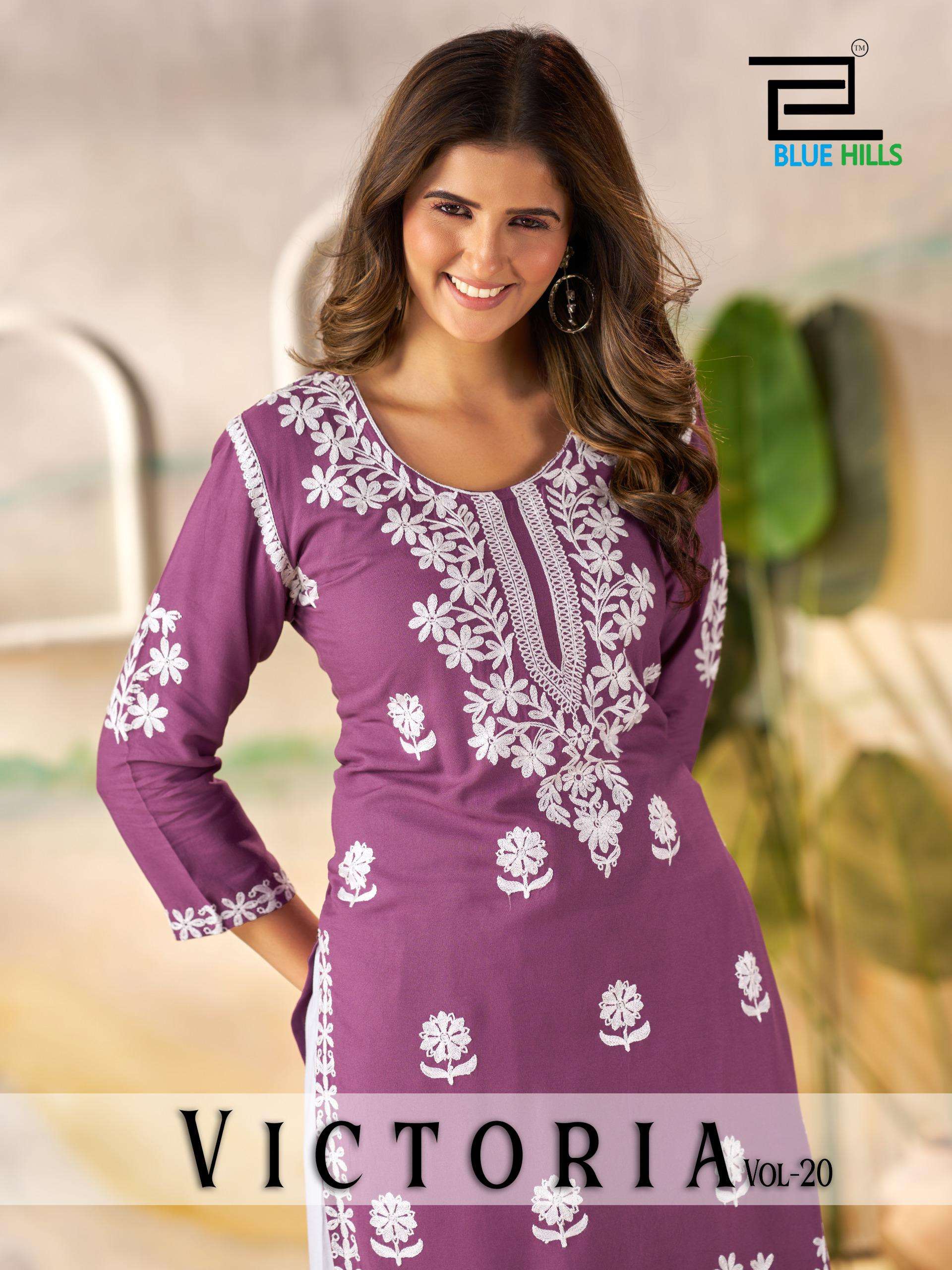 BLUE HILLS VICTORIA VOL-20 2001 TO 2004 SERIES PURE RAYON THREAD WORK KURTIS-00099
