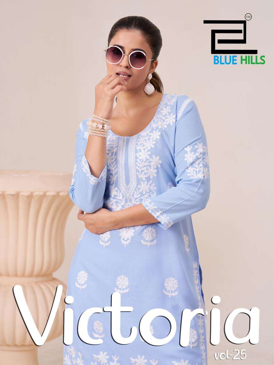 BLUE HILLS VICTORIA VOL-25 2501 TO 2504 SERIES PURE RAYON THREAD WORK CASUALS-00099