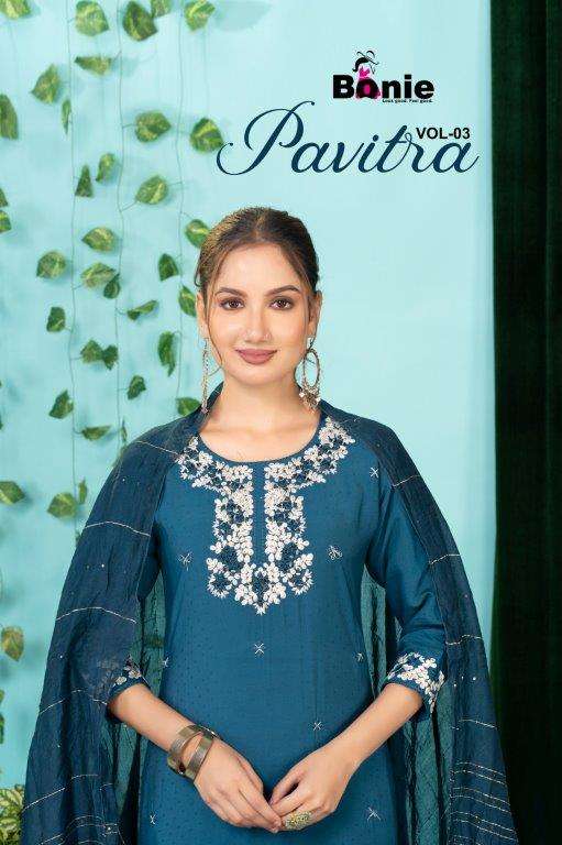 BONIE PAVITRA VOL-3 01 TO 06 SERIES PURE FANCY EMBROIDERY DRESSES-00140