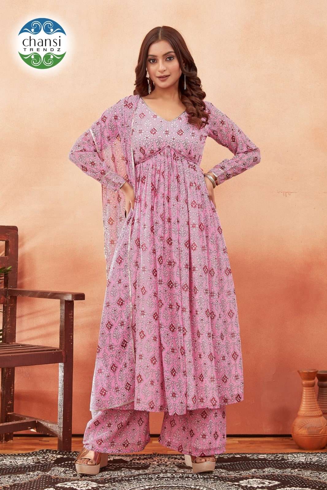 CHANSI TRENDZ AMRITAAYAI PURE POLY GEORGETTE  PRINTED DRESSES-00303