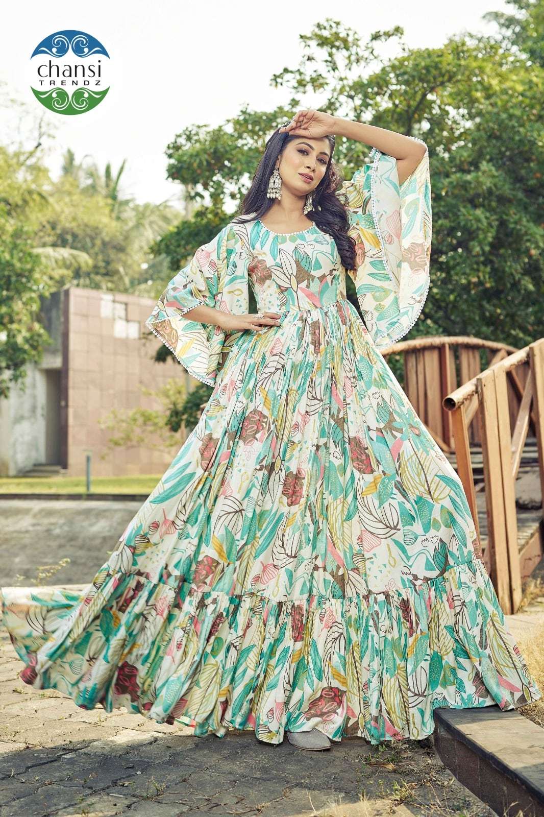 CHANSI TRENDZ CT-366 TO CT-367 SERIES PURE RAYON PRINTED GOWNS-00303