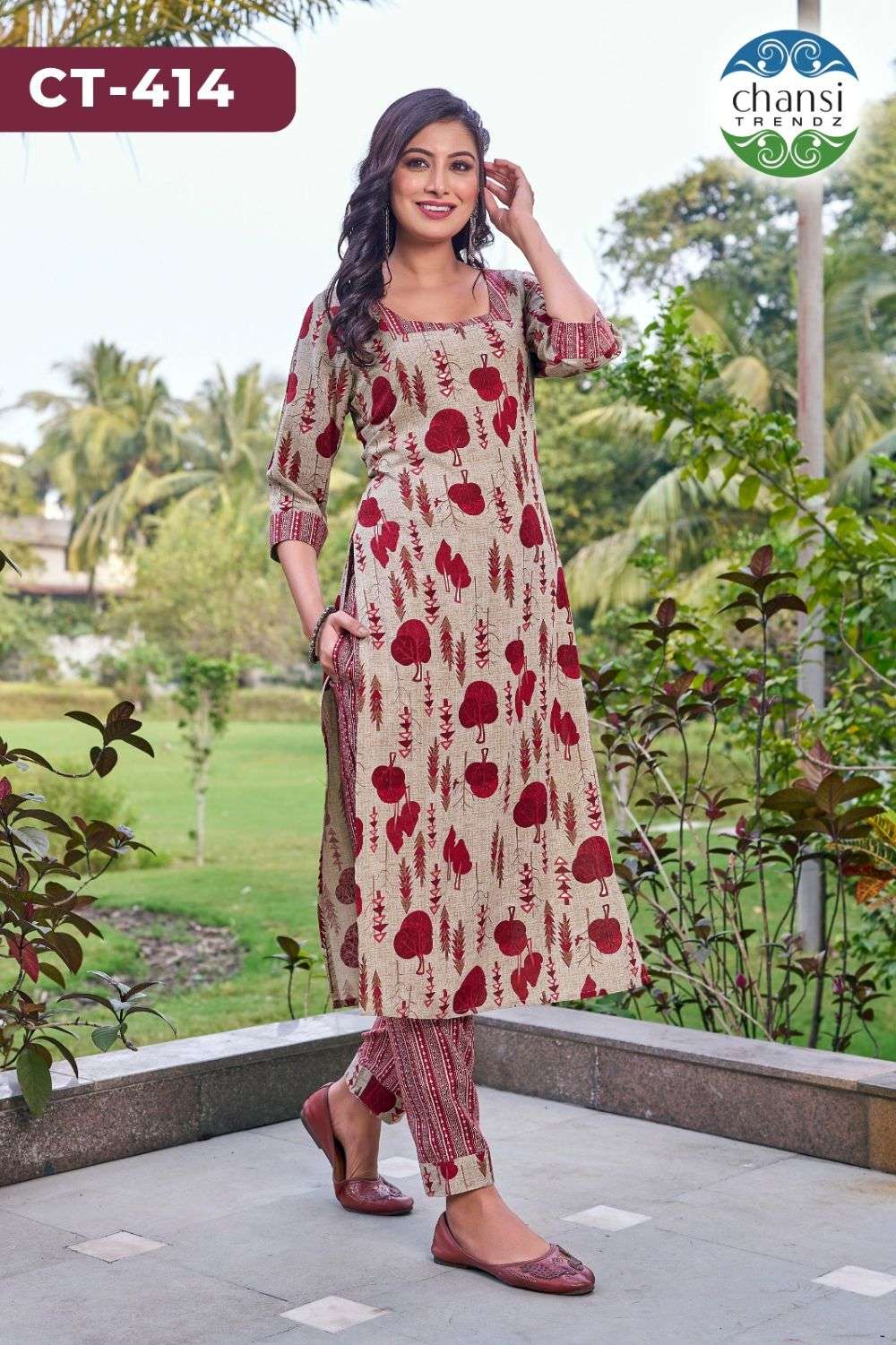CHANSI TRENDZ CT-414 PURE RAYON EMBROIDERY KURTIS-00303