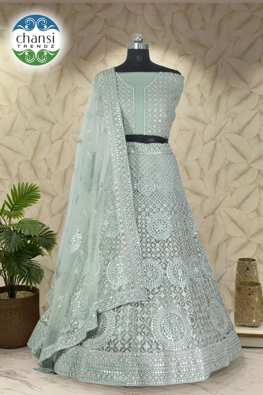 CHANSI TRENDZ CT-506 TO CT-76 SERIES  PURE BUTTERFLY NET EMBROIDERY LEHENGAS-00303