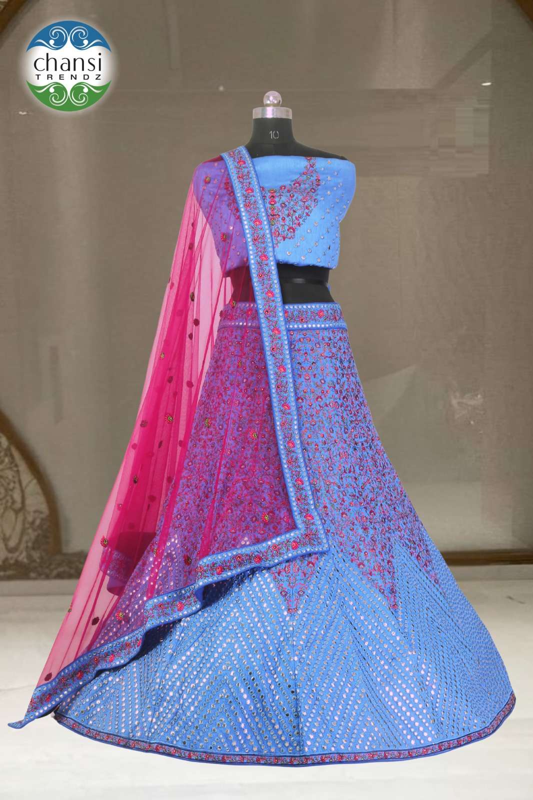 CHANSI TRENDZ CT-537 PURE LINEN SILK EMBROIDERY  LEHENGAS-00303