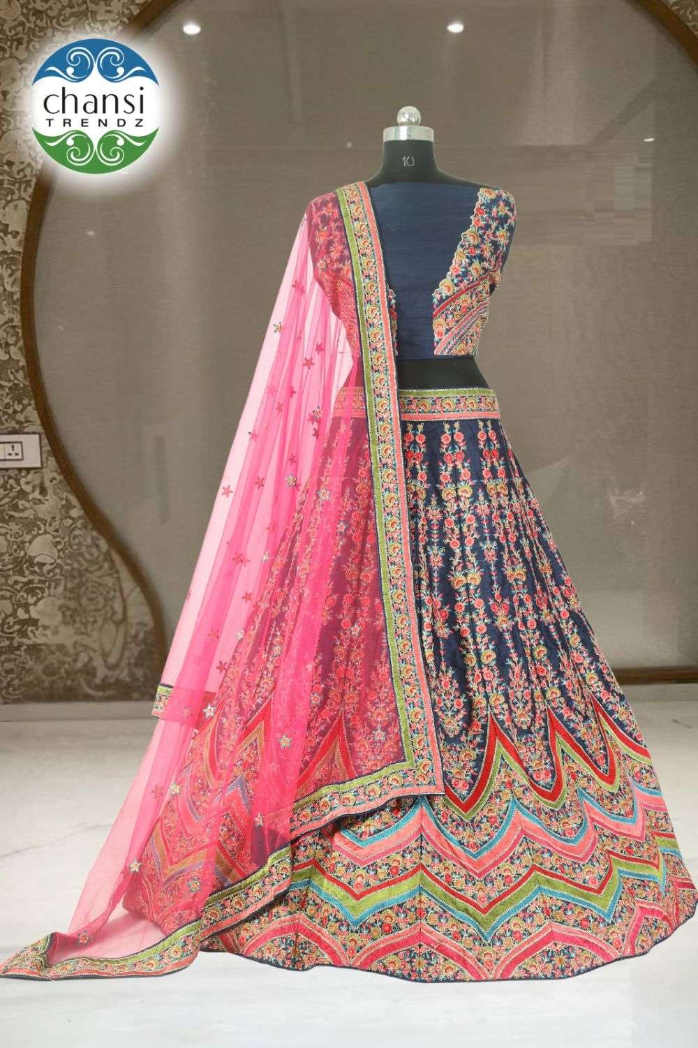 CHANSI TRENDZ F-74 PURE  SILK EMBROIDERY  LEHENGAS-00303