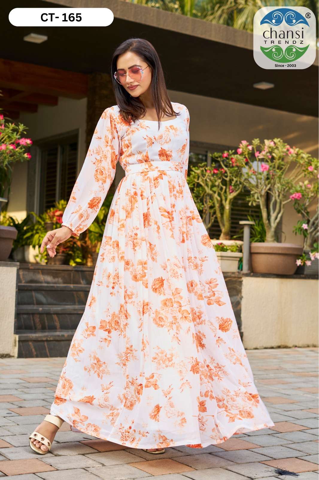 CHANSI TRENDZ INAYYA CT-165 TO CT-170 SERIES PURE GEORGETTE PRINTED GOWN-00303