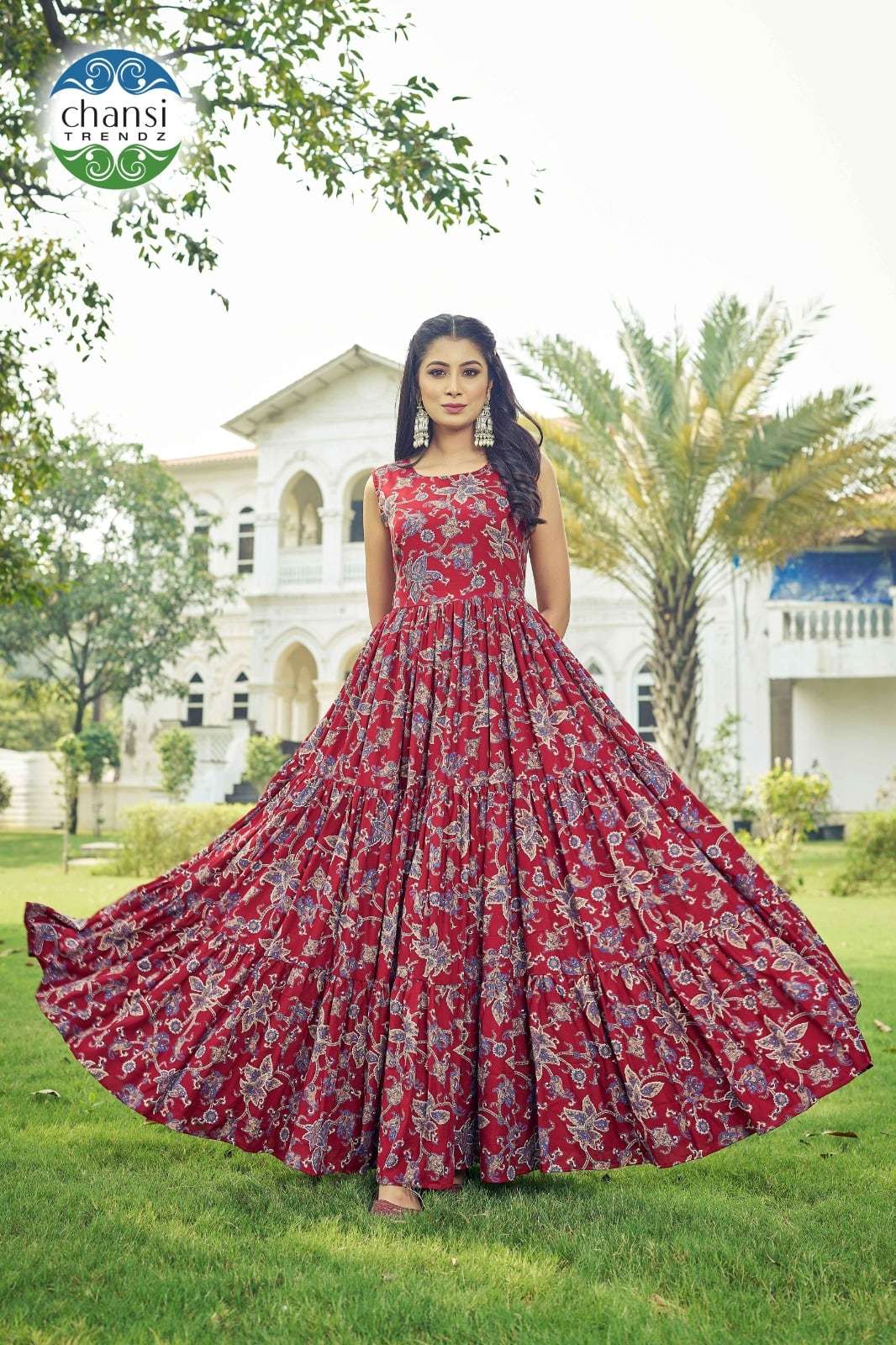 CHANSI TRENDZ KANTI CT-358 TO CT-362 SERIES PURE RAYON PRINTED GOWN-00303
