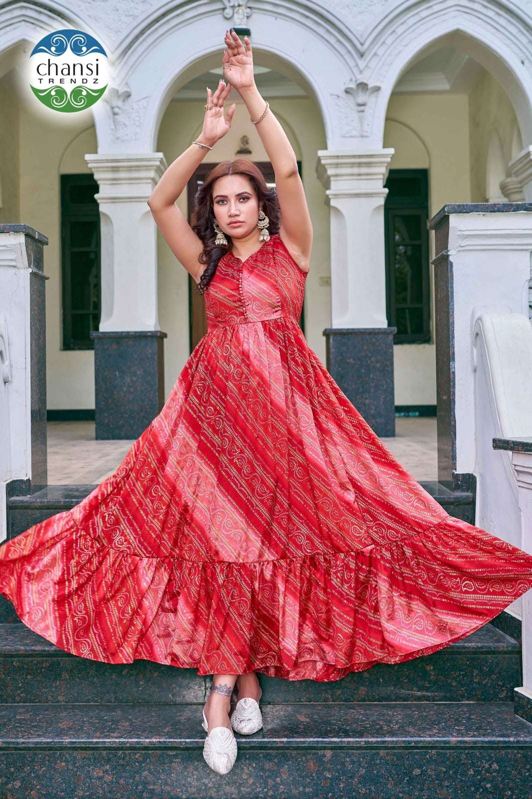 CHANSI TRENDZ MAYA  CT-442 TO CT-444 SERIES PURE CHINON PRINTED GOWN-00303