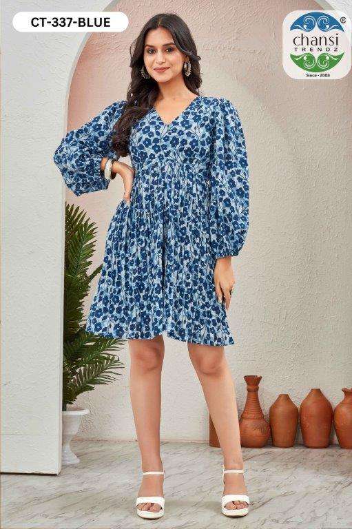 CHANSI TRENDZ NITHYA 337 TO 338 SERIES PURE RAYON PRINTED TOP-00303