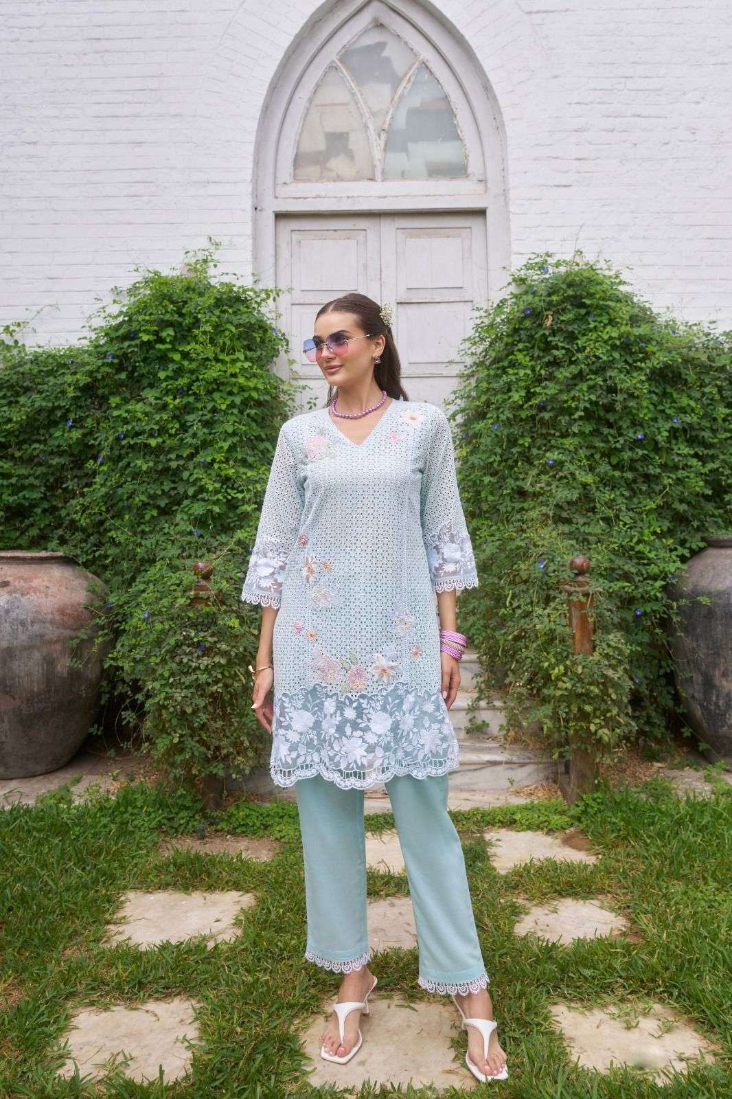 CO-ORD SET VOL-01 BY ASLIWHOLESALE DESIGNER PURE COTTON EMBROIDERY CO-ORD SET-00243