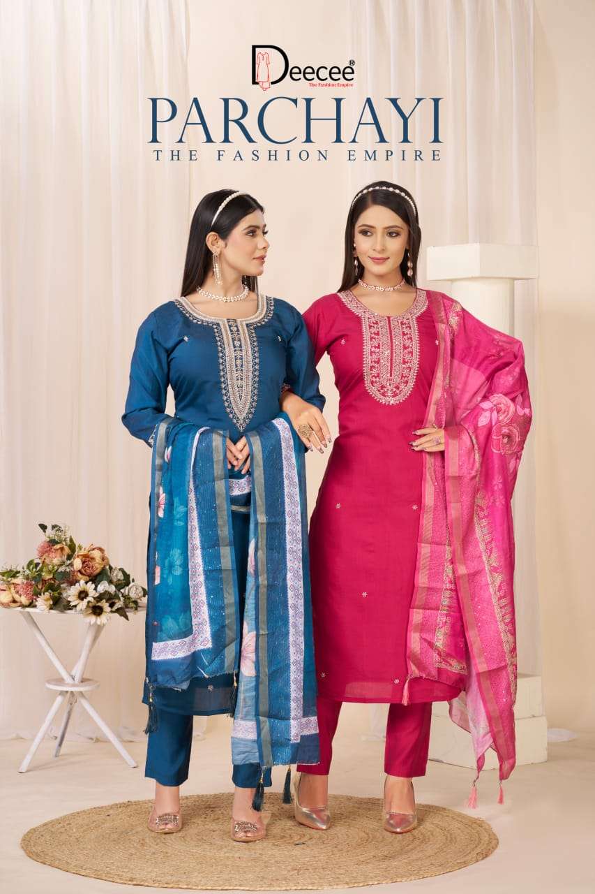 DEE CEE PARICHAYI PURE ROMAN SILK EMBROIDERY DRESSES-00014
