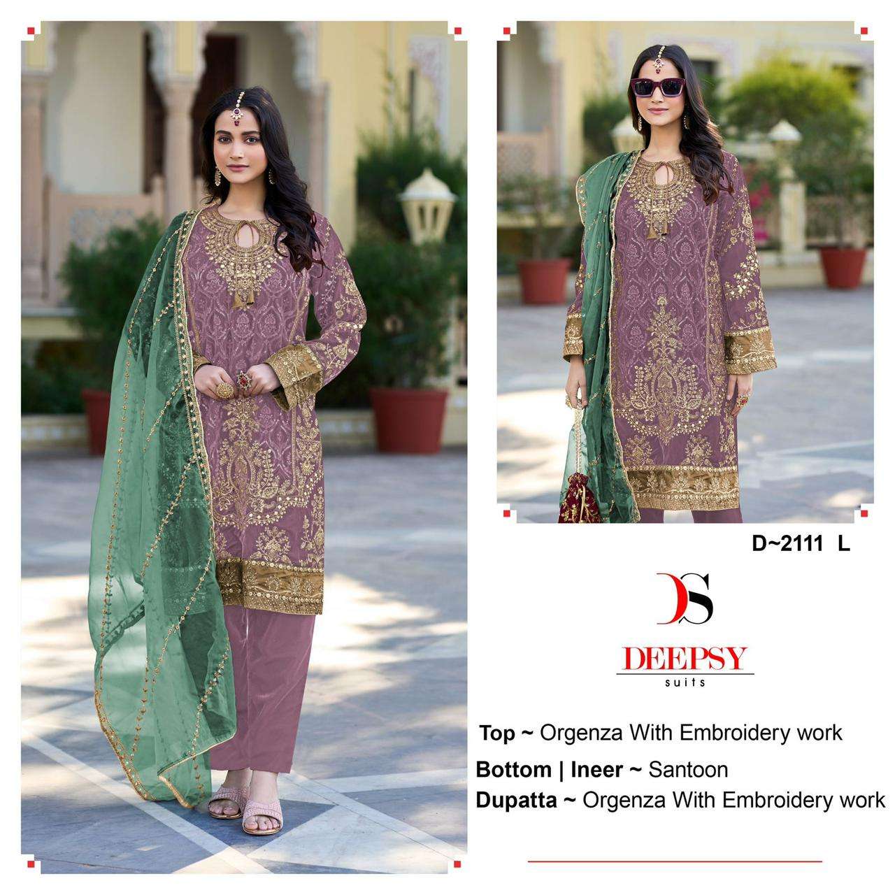 DEEPSY SUIT D-2111 PURE ORGANZA EMBROIDERY PAKISTANI DRESSES-00201