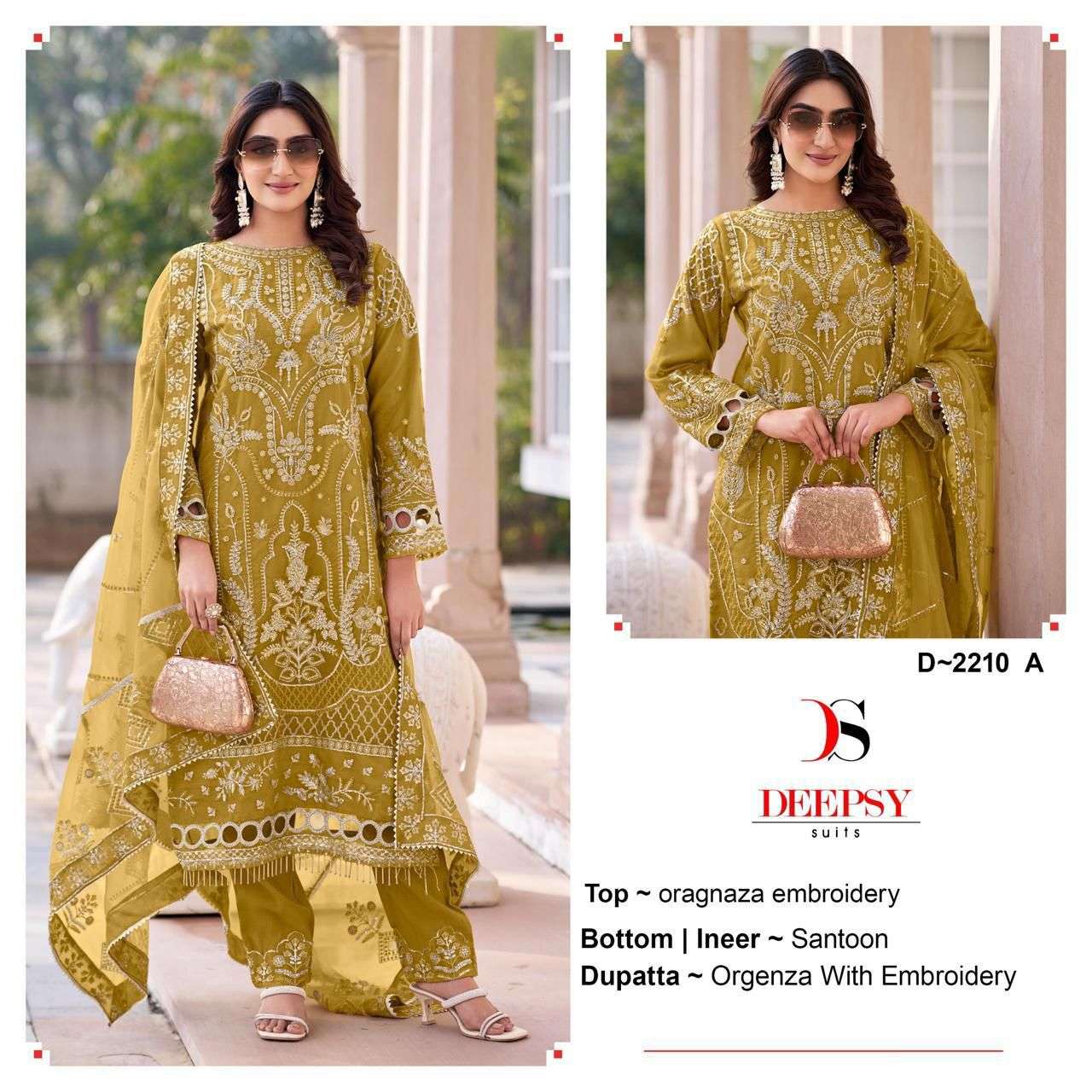 DEEPSY SUIT D-2210 PURE ORGANZA EMBROIDERY PAKISTANI DRESSES-00201