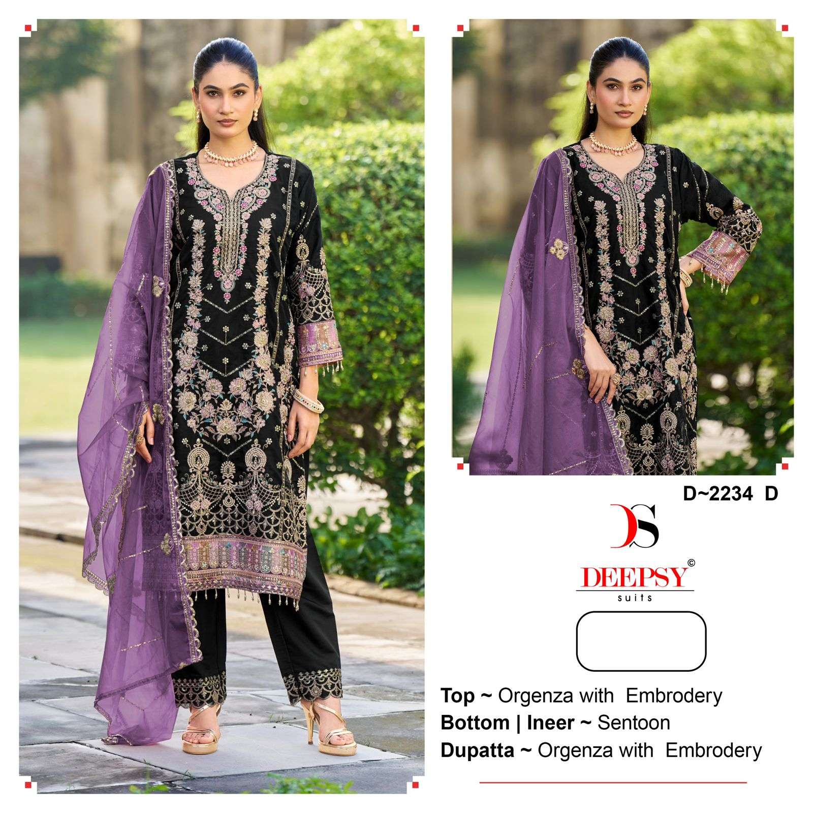 DEEPSY SUIT D-2234 PURE ORGANZA EMBROIDERY PAKISTANI DRESSES-00201