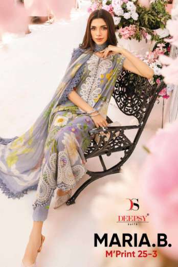 DEEPSY SUIT MARIA.B M.PRINTS-25 VOL-03 1361 TO 1366 SERIES PURE COTTON EMBROIERY PAKISTANI DRESSES-0...