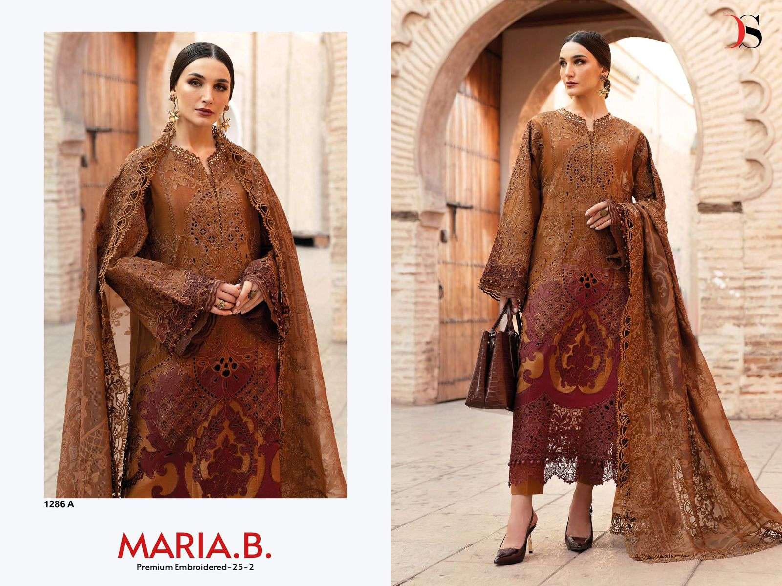 DEEPSY SUIT MARIA.B PREMIUM-25 VOL-02 D-1286-A  TO D-1286-D SERIES PURE COTTON EMROIDERY PAKISTANI D...