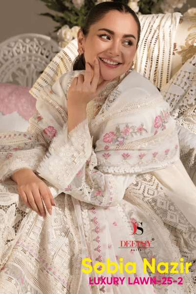 DEEPSY SUIT SOBIA NAZIR LAWM-25 VOL-02 1381 TO 1386 SERIES PURE COTTON EMBROIDERI PAKISTANI DRESSES-...