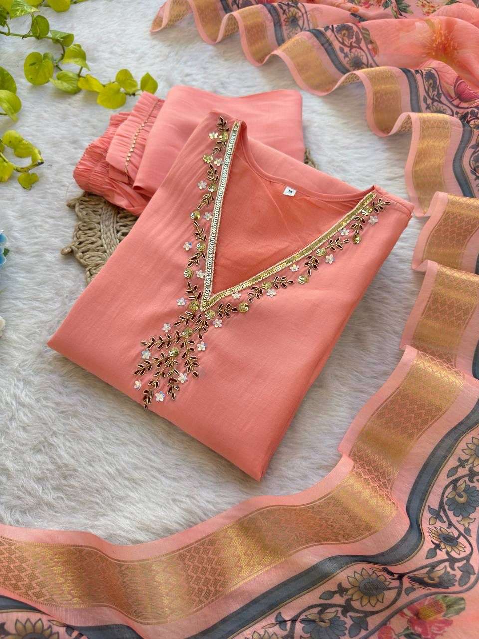DN-451 BY ASLIWHOLESALE DESIGNER PURE ROMAN SILK EMBROIDERY DRESSES-00232