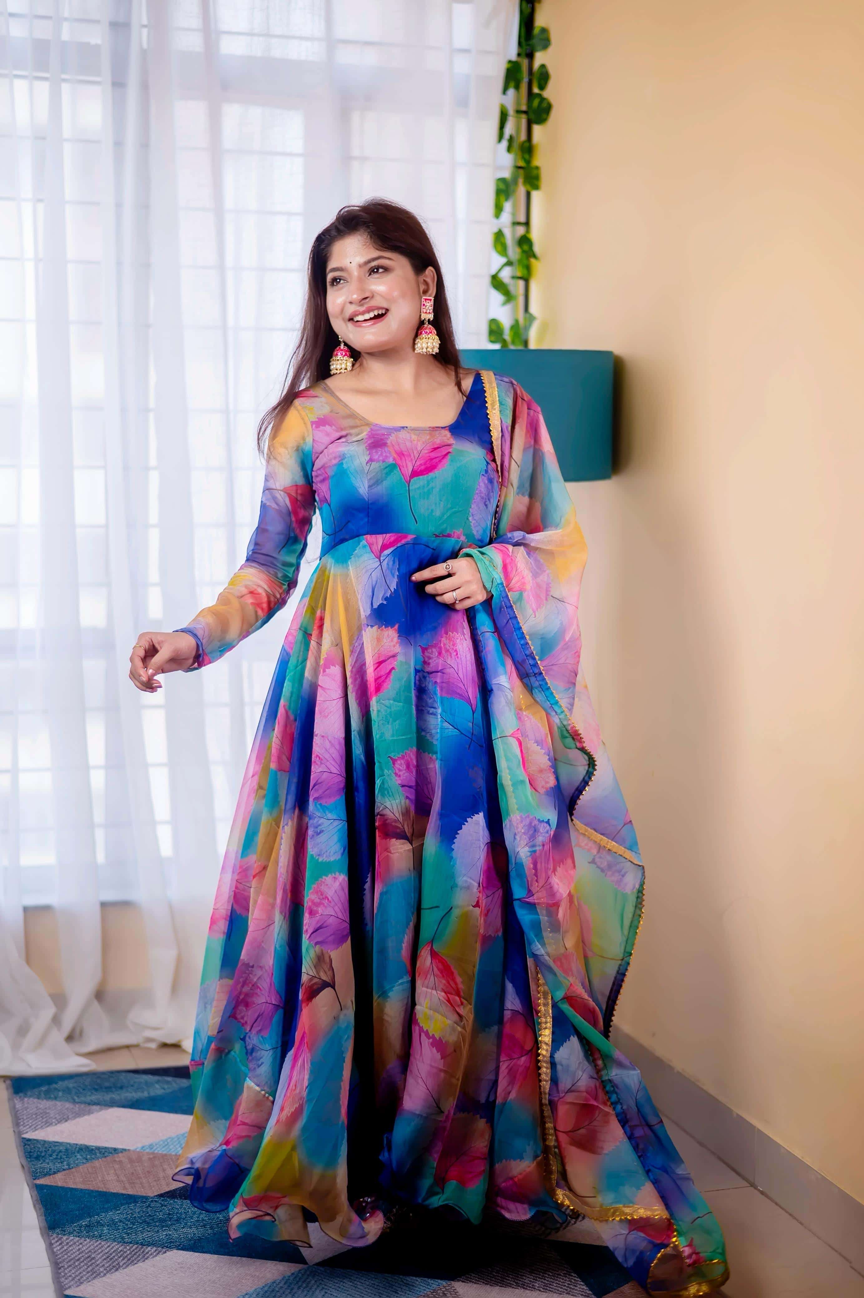 DN-500 BY ASLIWHOLESALE DESIGNER PURE ORGANZA PRINTED GOWN-00232