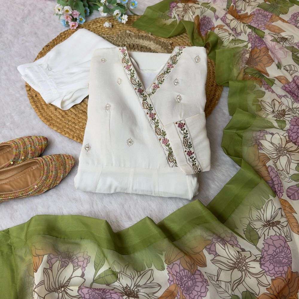 DN-504 BY ASLIWHOLESALE DESIGNER PURE ROMAN SILK EMBROIDERY DRESSES-00232
