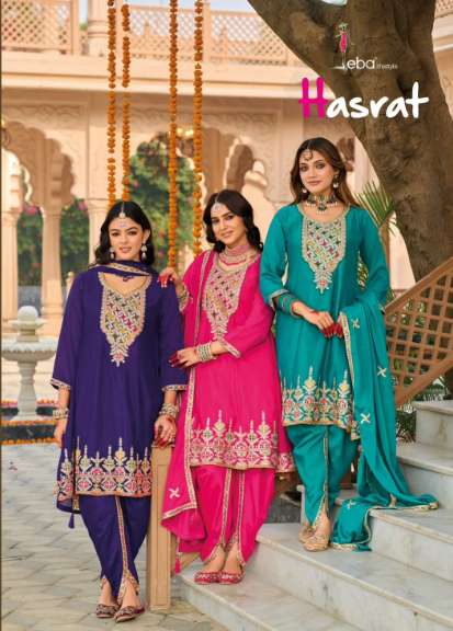 EBA LIFESTYLE HASRAT 1803 TO 1805 SERIES  PURE CHINON EMBROIDERY DRESSES-00289