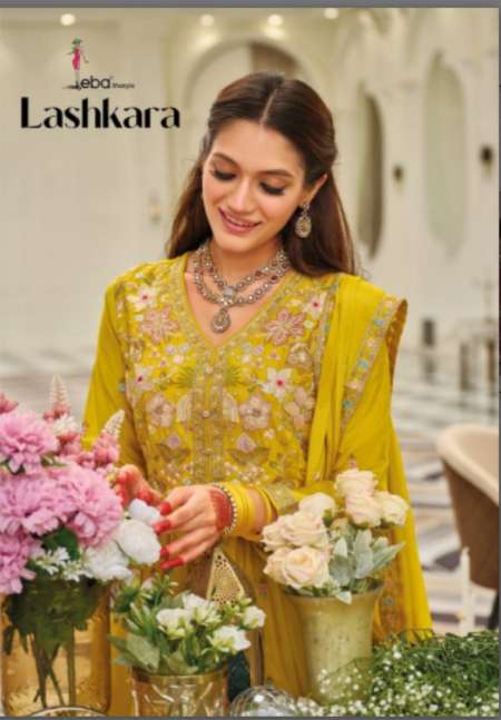 EBA LIFESTYLE LASHKARA 2161 TO 2163 SERIES PURE CHINON EMBROIDERY DRESSES-00289