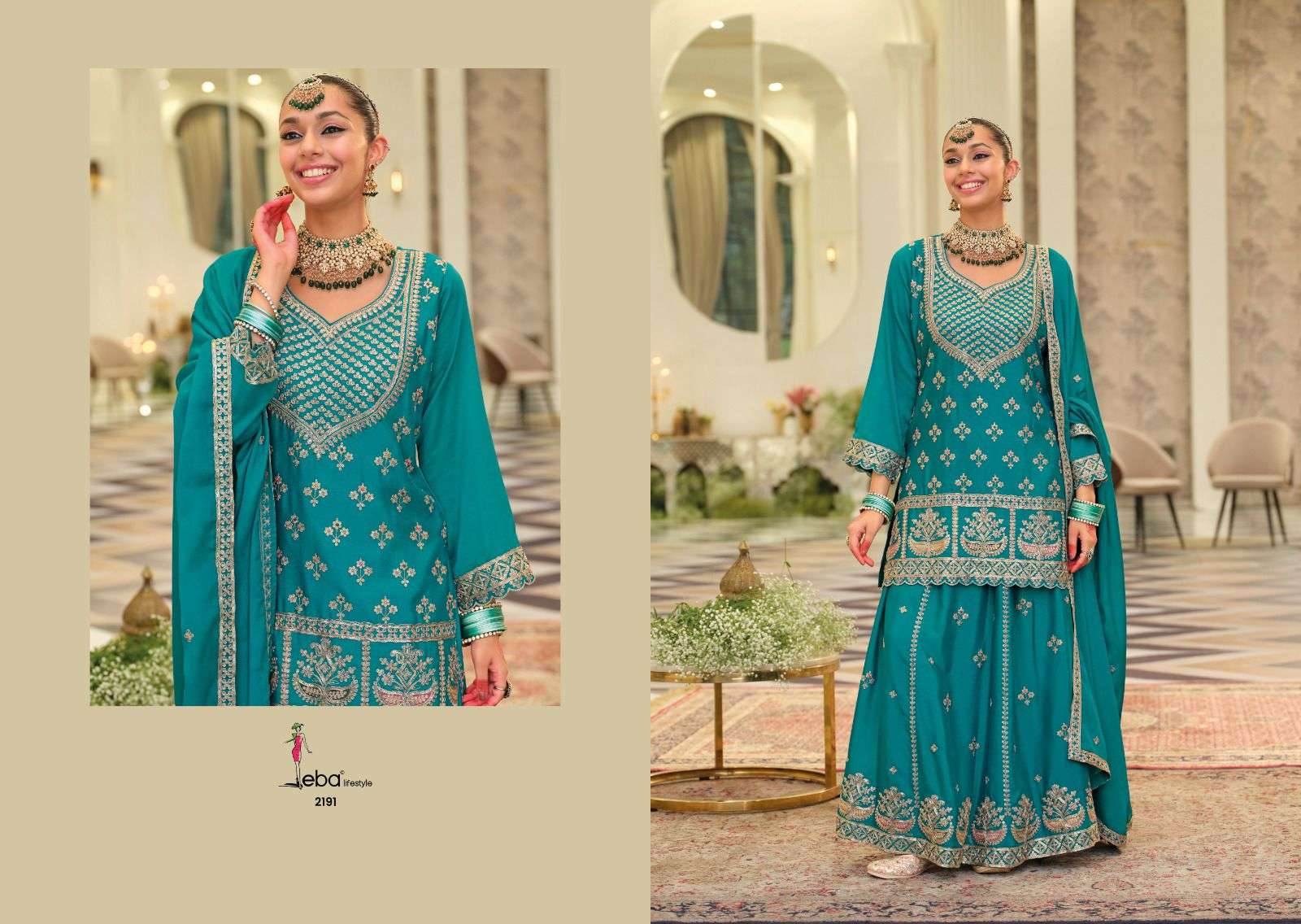 EBA LIFESTYLE RANGOLI 2191 TO 2194 SERIES PURE CHINON EMBROIDERY DRESSES-00289