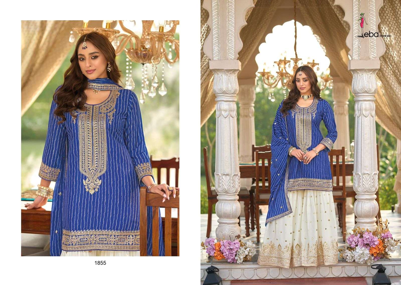 EBA LIFESTYLE SEERAT 1855 TO 1856 SERIES  PURE CHINON EMBROIDERY DRESSES-00289
