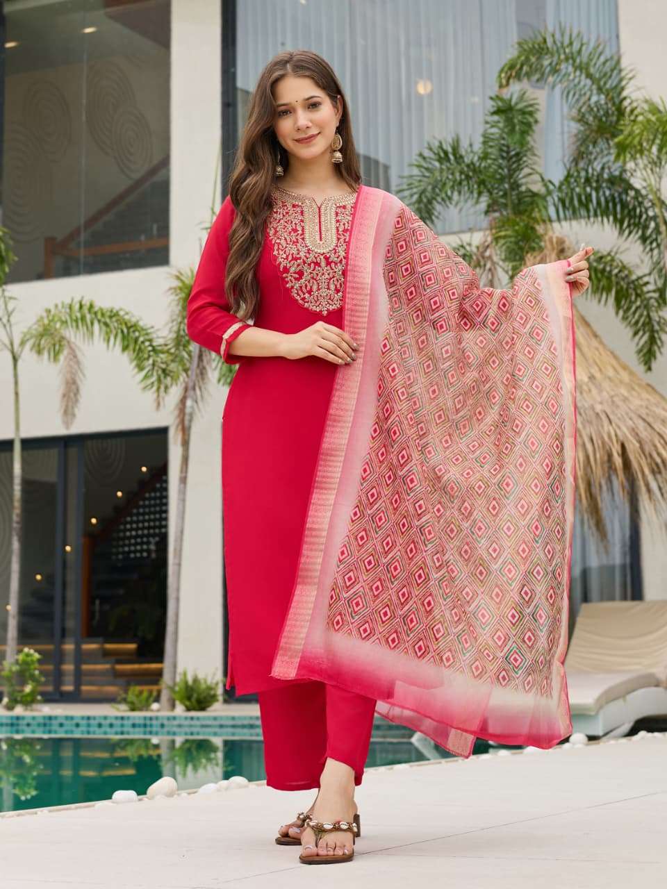 EMILIA BY ASLIWHOLESALE DESIGNER PURE RAYON EMBROIDERY DRESSES-00264