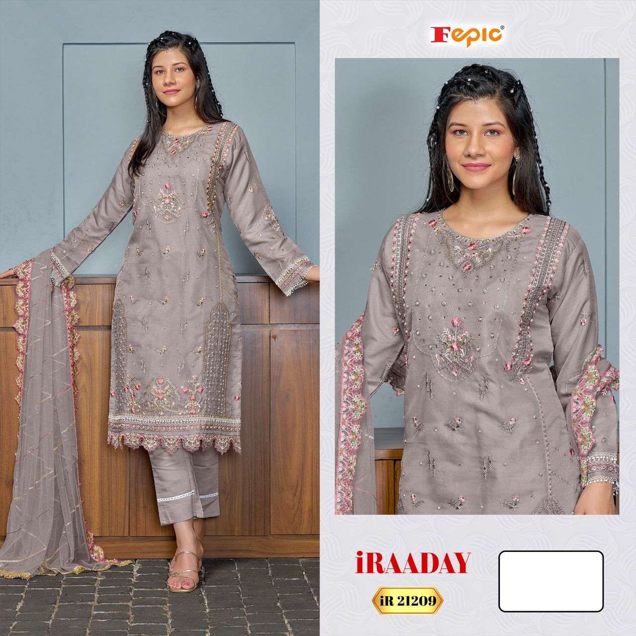 FEPIC IRAADAY 21209 PURE ORGANZA EMBROIDERY PAKISTANI DRESS-00201
