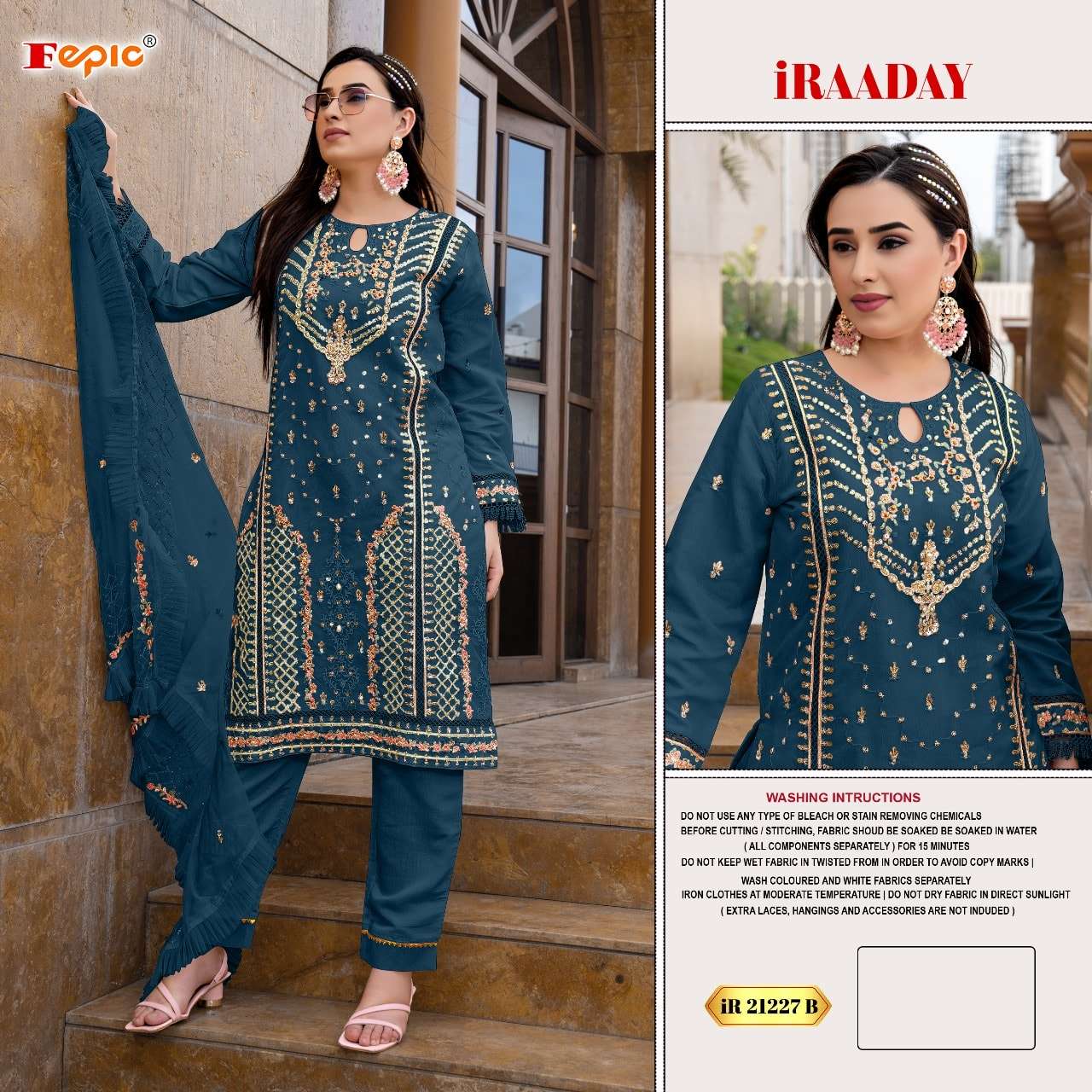 FEPIC IRAADAY 21227 SERIES PURE ORGANZA EMBROIDERY PAKISTANI DRESSES-00201