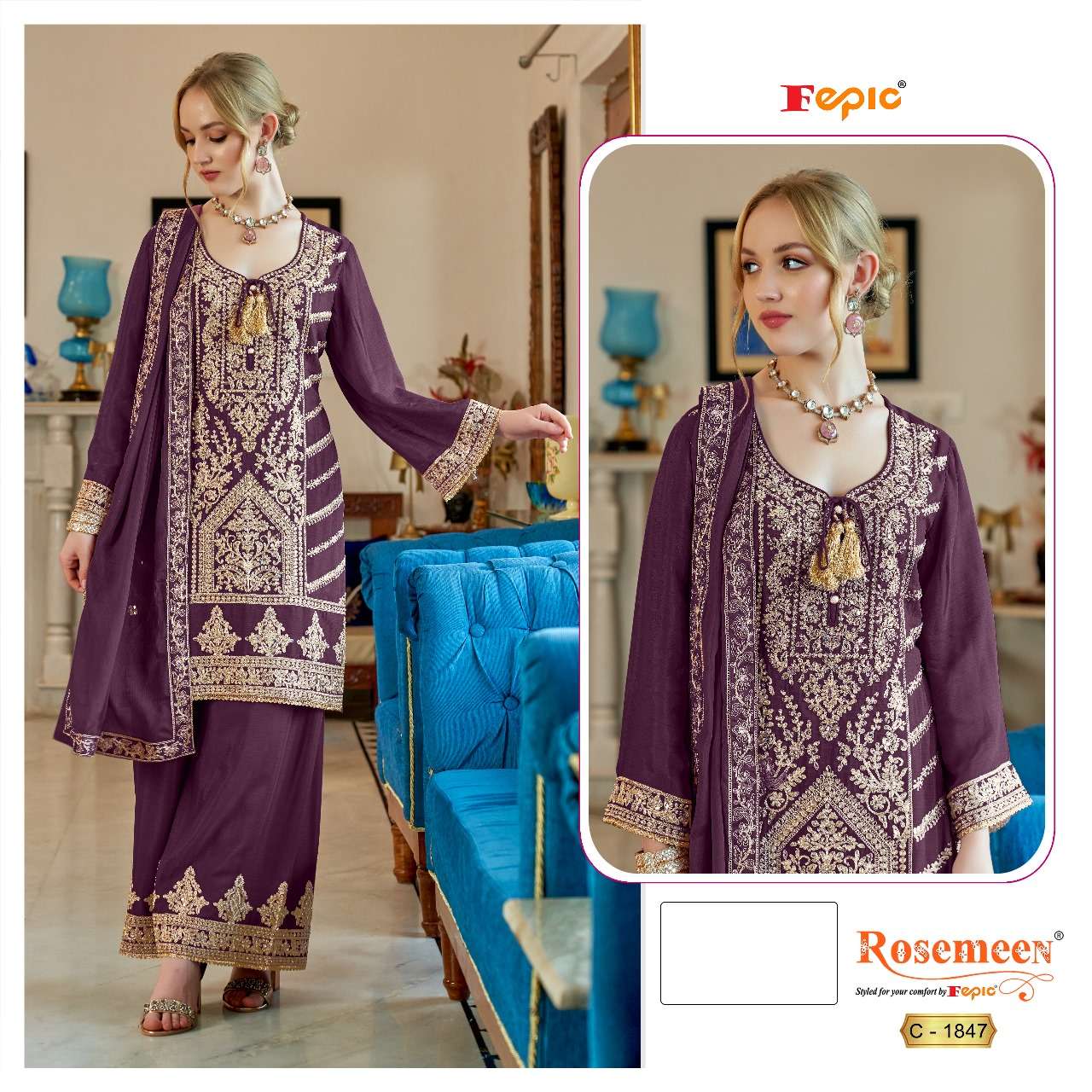 FEPIC ROSEMEEN C-1847 PURE VICHITRA EMBROIDERY PAKISTANI DRESSES-00201