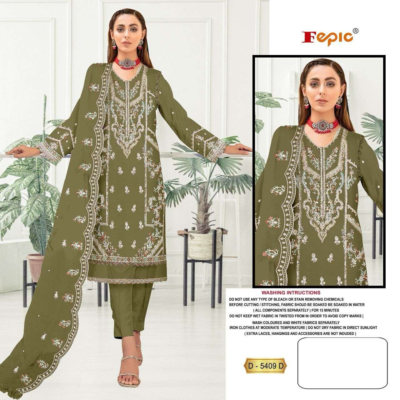 FEPIC ROSEMEEN D-5409 SERIES PURE ORGANZA EMBROIDERY PAKISTANI DRESS-00201