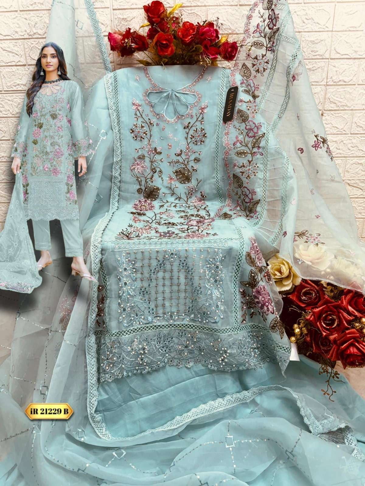 FEPIC ROSEMEEN IRADDAY 21229 PURE ORGANZA EMBROIDERY PAKISTANI DRESS-00201