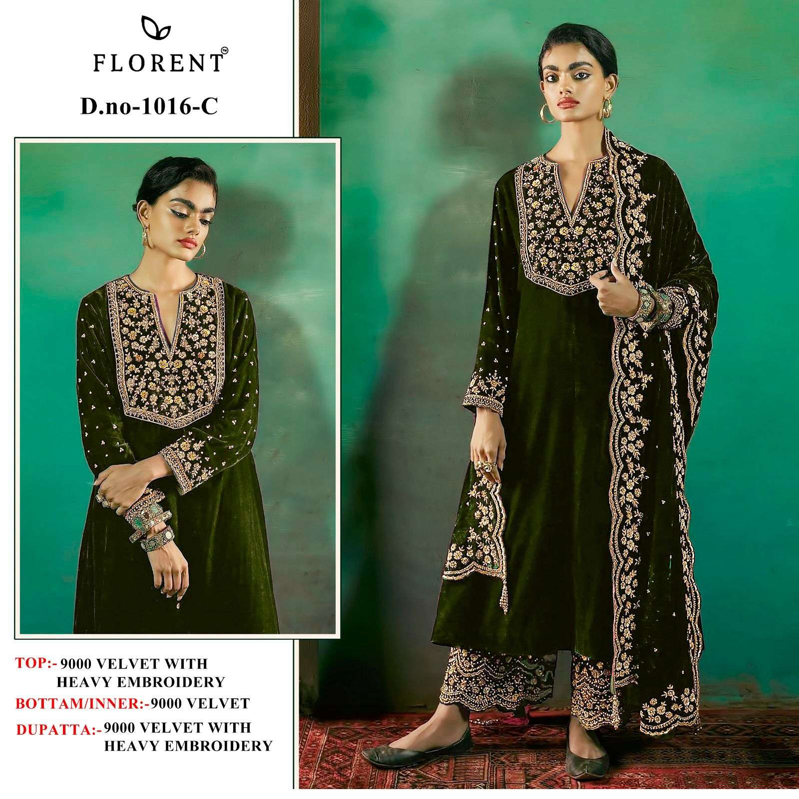 FLORENT 1016 PURE 9000 VELVET EMBROIDERY PAKISTANI DRESSES-00201