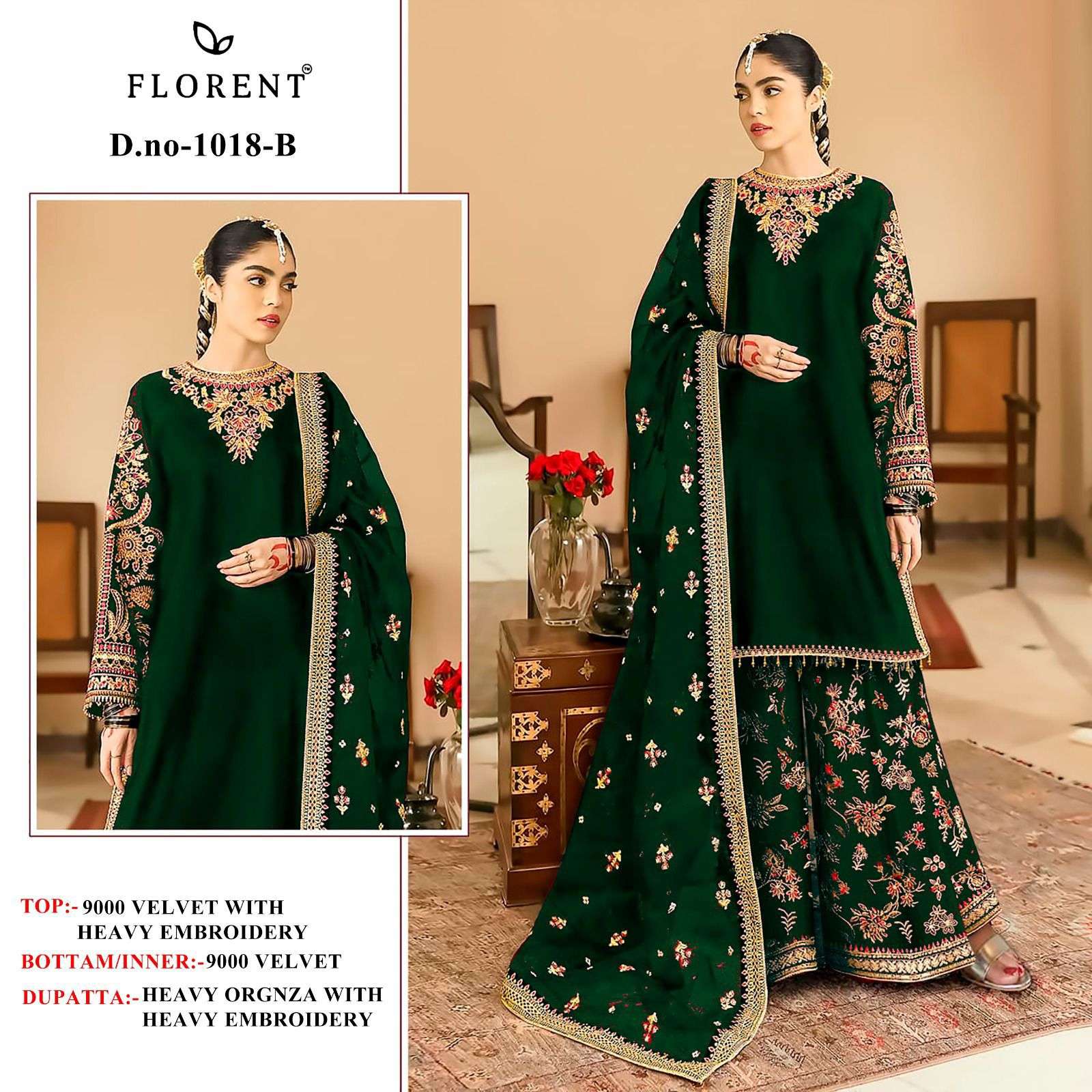 FLORENT 1018 SERIES PURE 9000 VELVET EMBROIDERY PAKISTANI DRESSES-00071