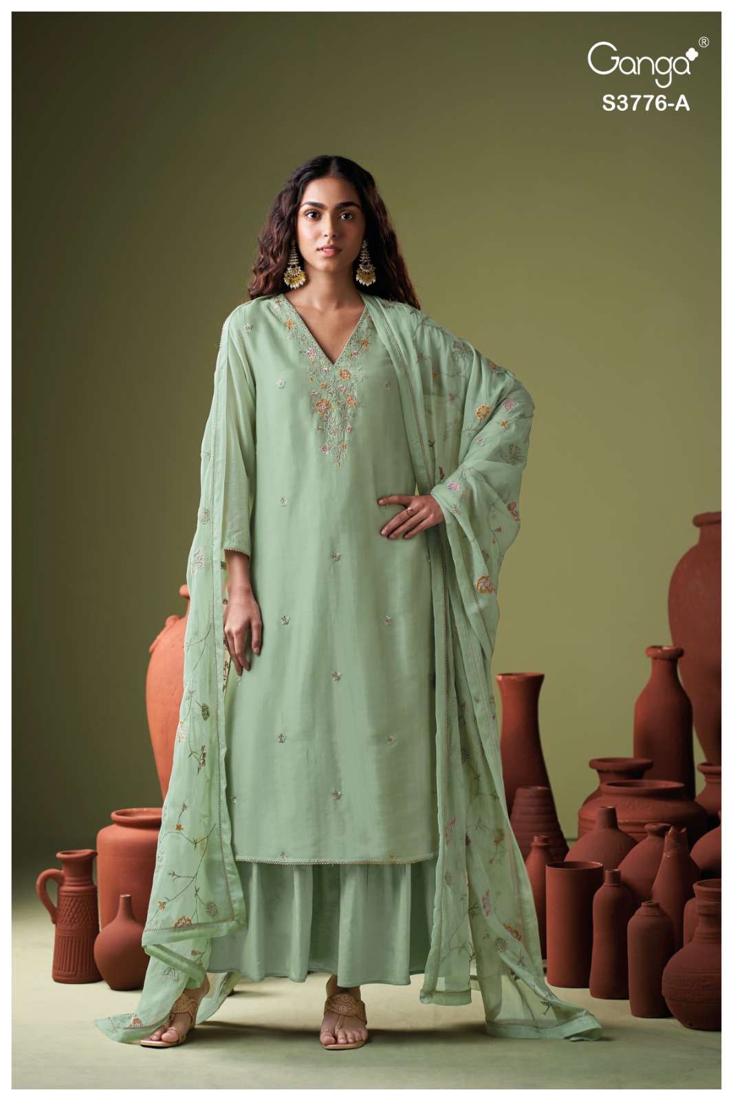 GANGA FASHION AYOMI S3776-A TO S3776-B  SERIES PURE SATIN SILK PRINTED DRESSES-00252