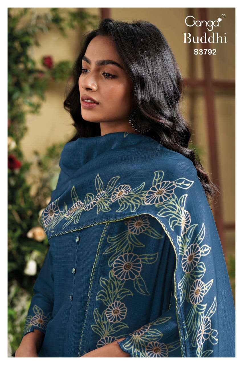GANGA FASHION BUDDHI S-3792 PURE SILK PRINTED DRESSES-00252