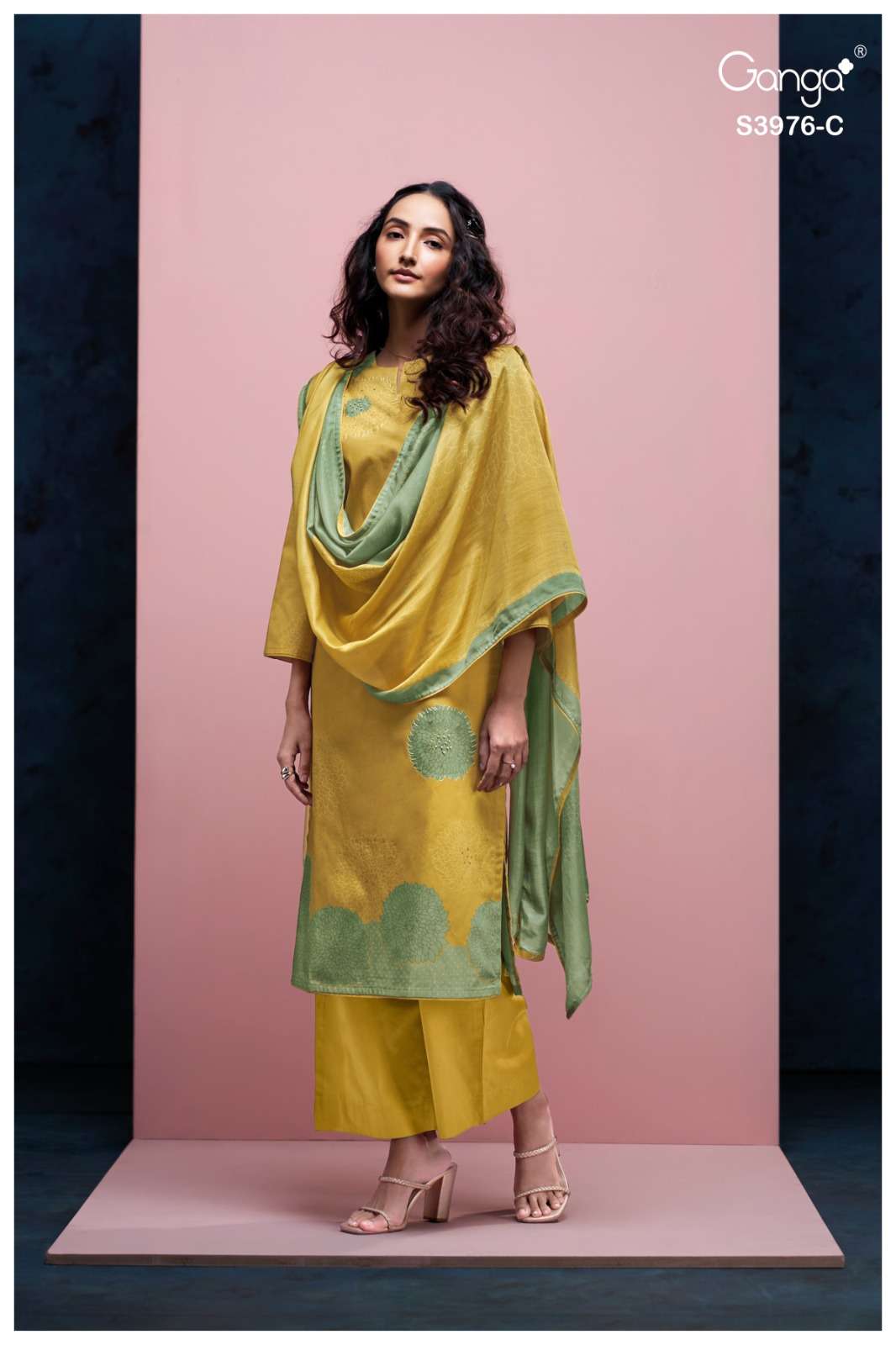 GANGA FASHION DASHA S3976-A TO S3976-D SERIES PURE CORDUROY  PRINTED DRESSES-00252