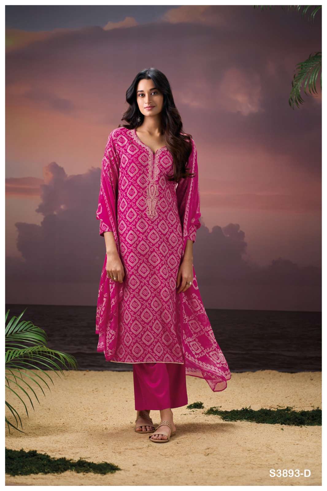 GANGA FASHION EIRLYS S3893-A TO S3893-D SERIES PURE PASHMINA PRINTED DRESSES-00252