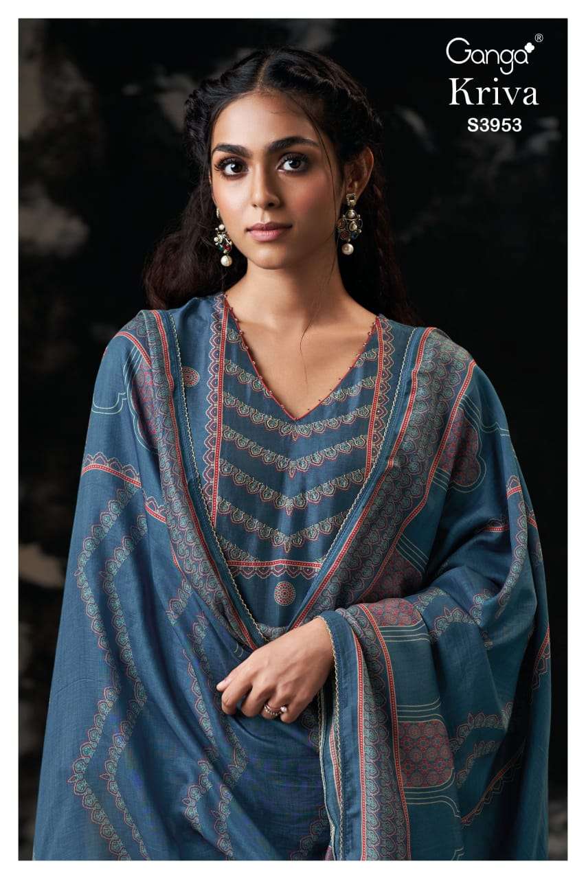 GANGA FASHION KRIVA S-3953 PURE SILK EMBROIDERY DRESSES-00252