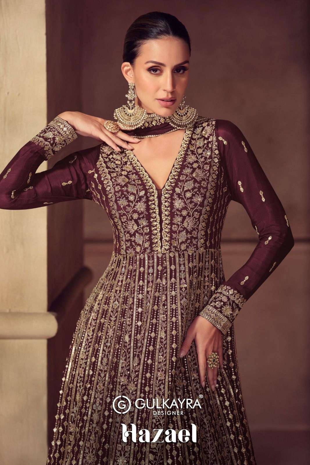 GULKAYRA HAZAEL 7604-A TO 760-C SERIES PURE CHINON EMBROIDERY DRESSES-00150