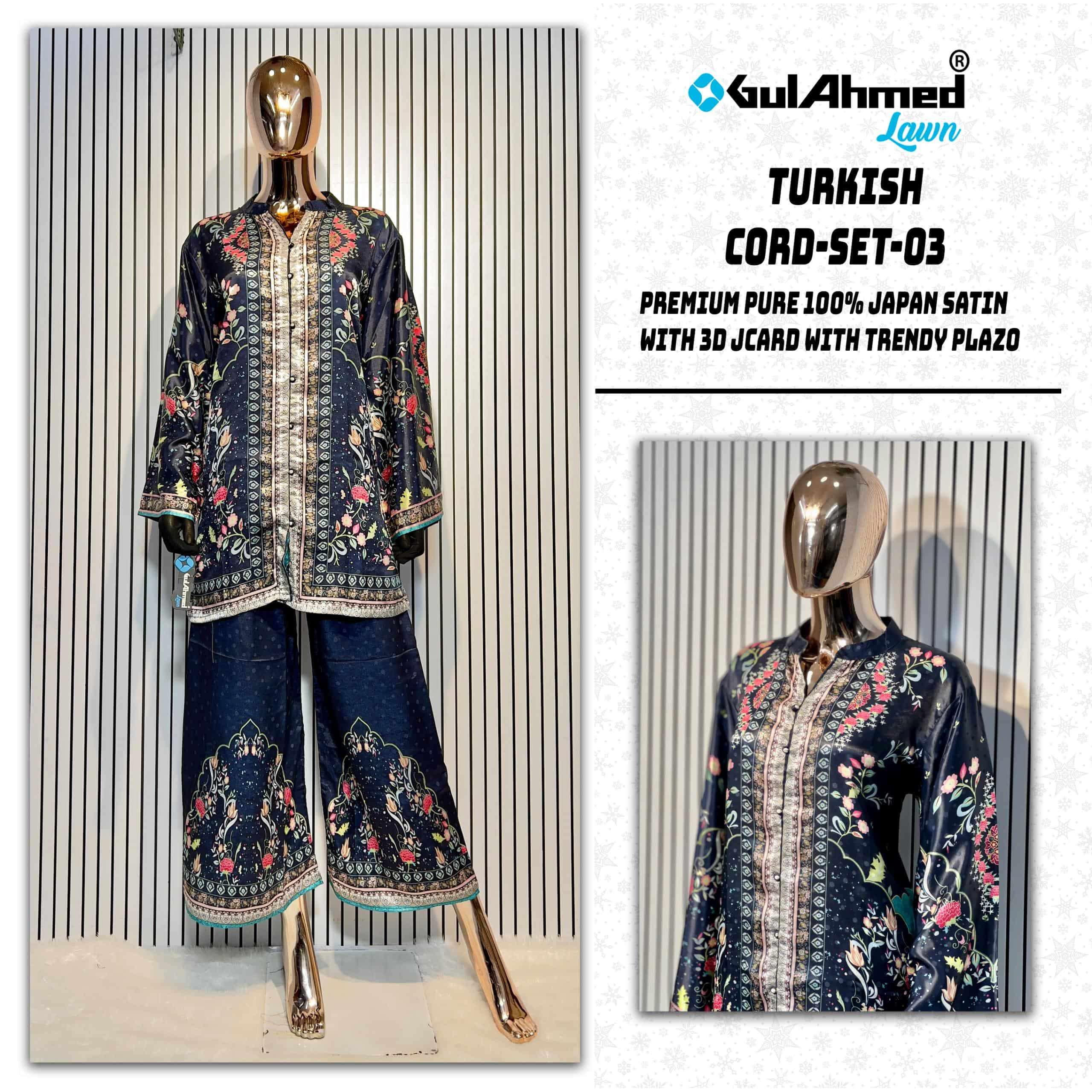 GULLAAHMED LAWN CO-ORD SET VOL-03 PURE SATIN PAKISTANI CO-ORD SET-00011
