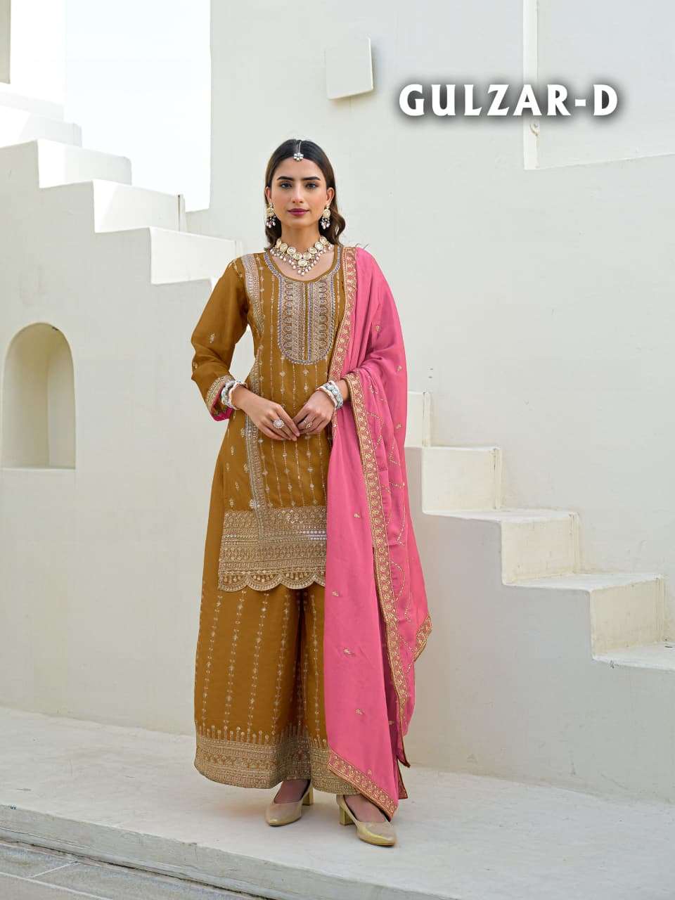 GULZAR AFSANA A TO D SERIES PURE CHINON EMBROIDERY DRESSES-00150