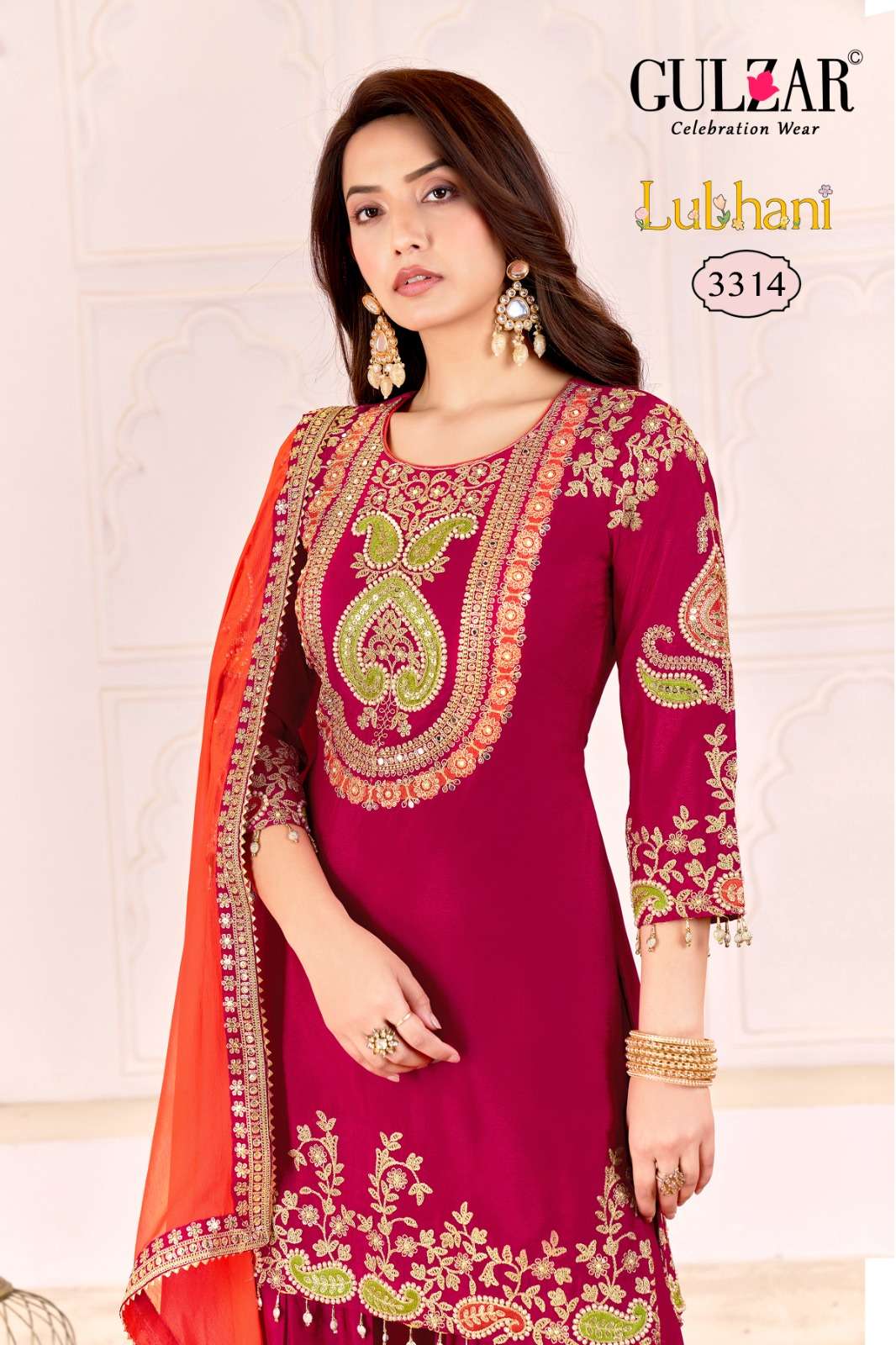 GULZAR LUHANI PURE CHINON EMBROIDERY DRESSES-00150