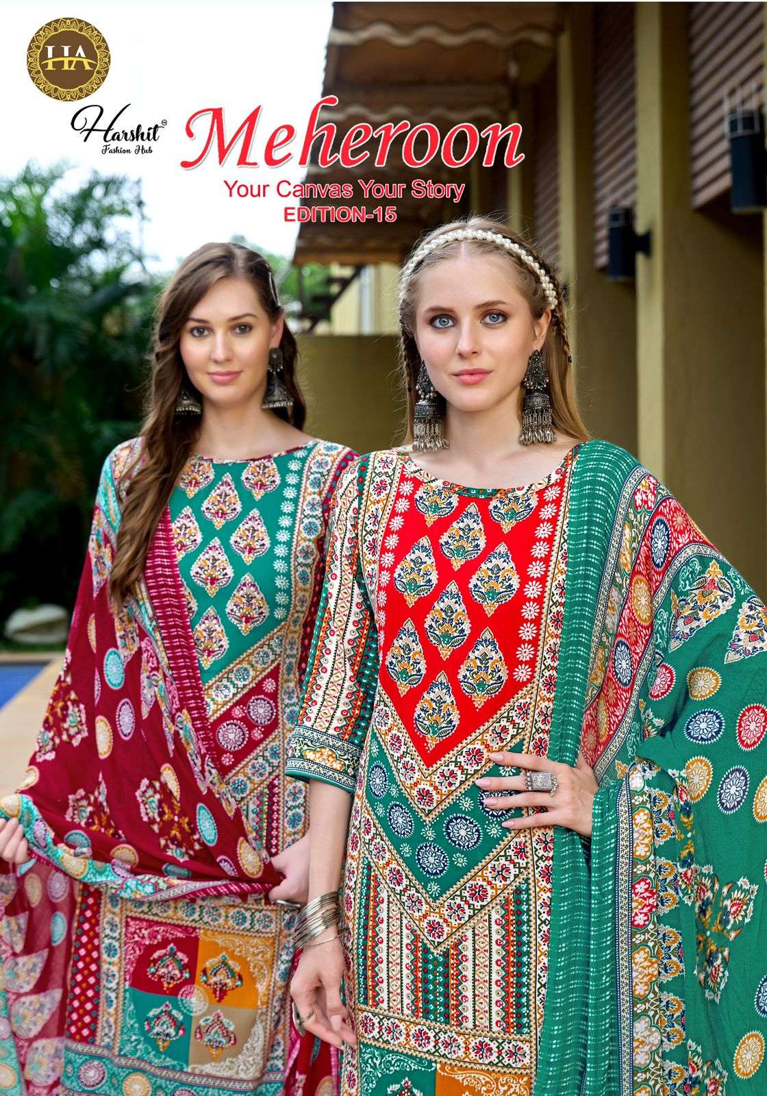 HARSHIT FASHION HUB MEHEROON VOL-05 PURE VISCOSE RAYON PRINTED PAKISTANI DRESSES-00201
