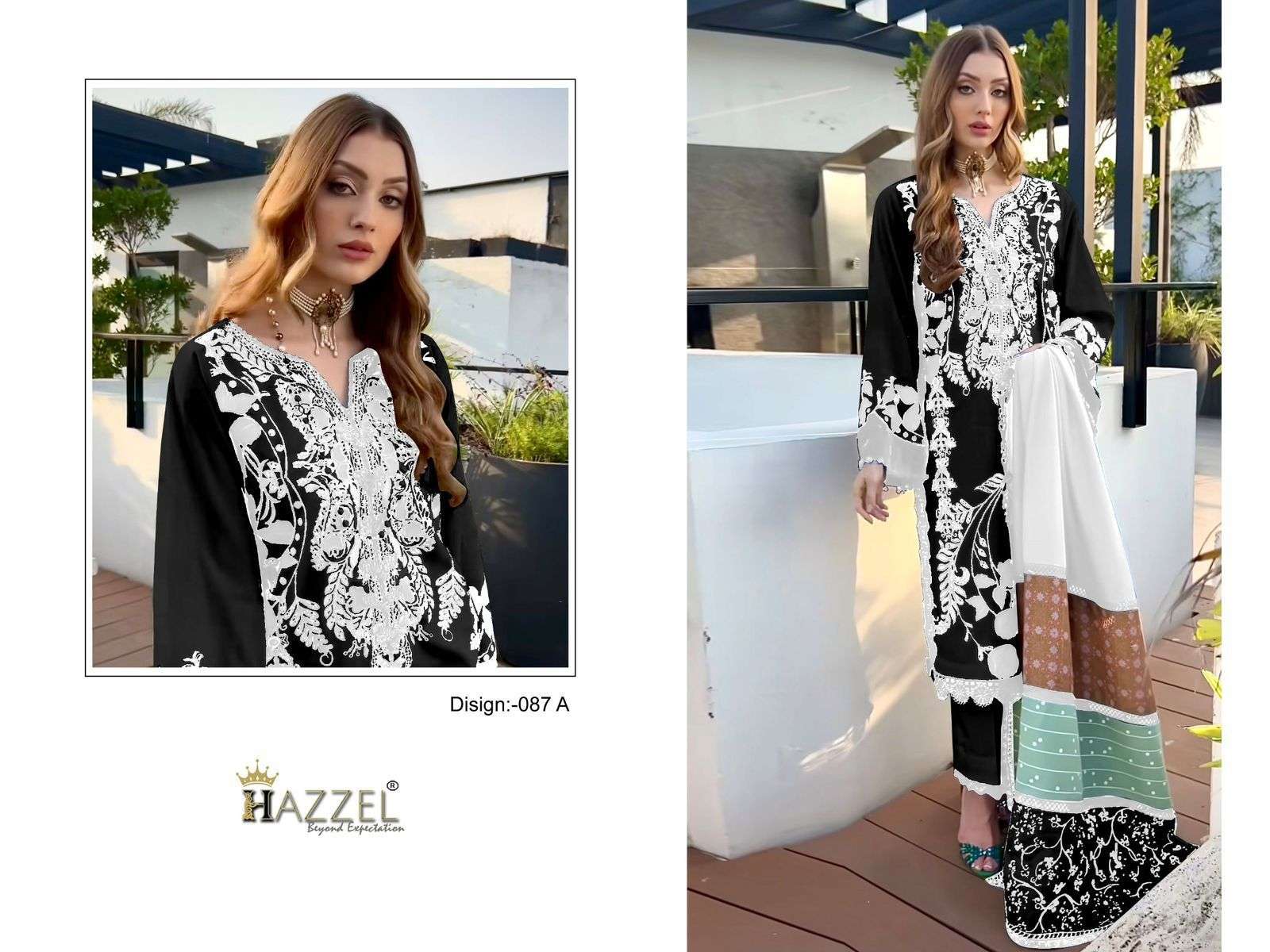 HAZZEL 087 PURE COTTON RAYON EMBROIDERY PAKISTANI DRESS-00071