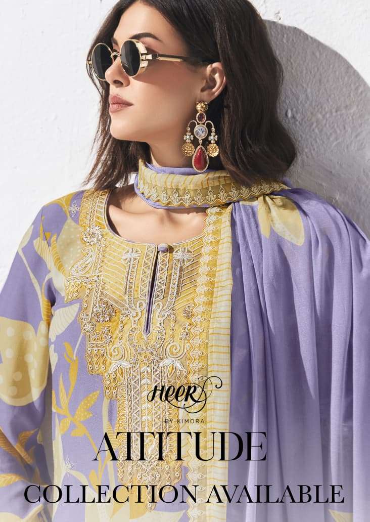 HEER ATTITUDE BY ASLIWHOLESALE DESIGNER  9771 TO 9776 SERIES PURE CHINON EMBROIDERY PAKISTANI DRESSE...